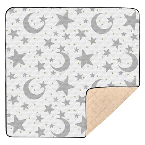 Baby Play Mat Stars Moon Pastel Grey 50 x 50 Playpen Mats for Floor Play Gym Crawling Mat Non-Slip Cushioned Baby Playmat for Infants, Babies, Toddlers - color: multi 7