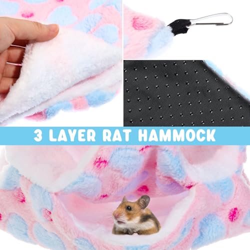 AceOrbit 6 Pcs Ferret Cozy Cage Accessories Triple Rat Cage Hanging Hammock Guinea Pig Cube Hammock Chinchilla Bed Hideout Small Animals Toy Accessories Sugar Glider Squirrel Hamster(Spotted Heart) - style: Spotted Heart