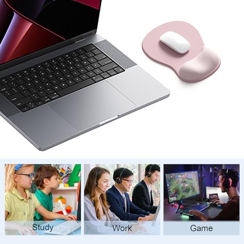 Ergonomic Mouse Pad with Gel Wrist Support, Comfortable Wrist Rest Mousepad with Non-Slip PU Base for Pain Relief, Desk, Home & Office, Pink Serenity - color: Pink Serenity