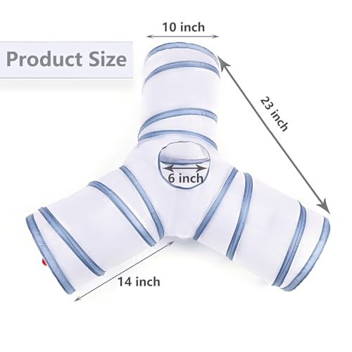 Cat Tunnel Tube Toys, 3 Ways Tunnels for Indoor Cats with Play Ball | Collapsible Pet Tube with Interactive Peephole Interactive Toy for Rabbits, Kittens, Ferrets, Puppy(White Gray) - color: 3 Way White Gray