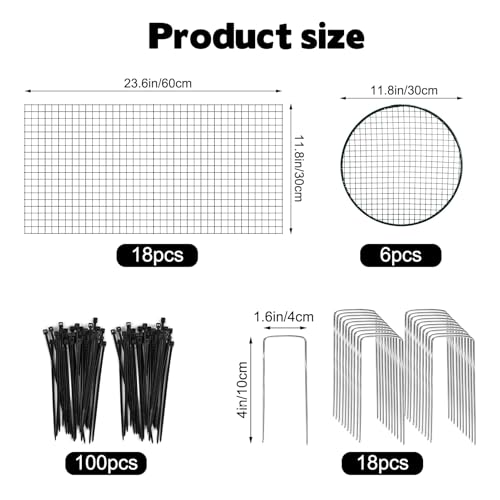 6 Sets of 24'' x 12'' Garden Plant Protectors from Animals with Detachable Covers, Metal Plant Cage Chicken Wire Cloche with Ground Stakes and Nylon Tie, Wire Plant Cage to Keeping Bunny Animals Out - size: 24x12Inch