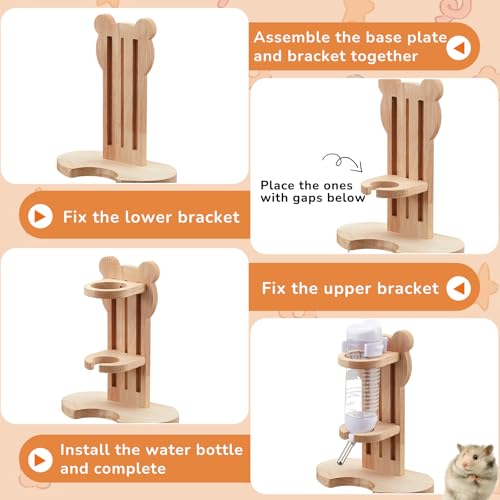 20 Pcs Hamster Toys Set, 16 Small Animal Chewing Toys, Maze Wood House, Silent Exercise Running Wheels and Water Bottle Set Feeding Bowl for Hamster Habitat Rat Cage Accessories(Pink) - color: Pink