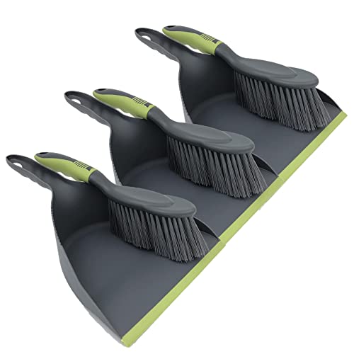 Dust Pan Broom Dustpan Brush - Dust Pans with Brush, Hand Broom and Dustpan Set, Handheld Broom and Dustpan Set, Used to Clean Floors, Tables, Animal Cages, PET Fiber Bristles (3pcs) - size: 3 count