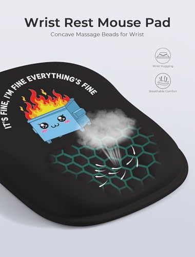 Funny Dumpster on Fire Ergonomic Mouse Pad for Carpal Tunnel Pain Relief, 65% Usable Mouse Area, Memory Foam Concave Wrist Rest for for Office, PC, Gaming - color: 03 Dumpster on Fire