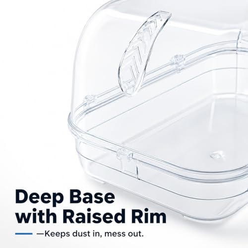 Large Chinchilla Dust Bath House, 11 in Clear Enclosed Hideout | Lift-Off Lid, Raised Rim And Wide Base, For Adult Chinchillas, Dust Baths And Enclosed Hideout Use