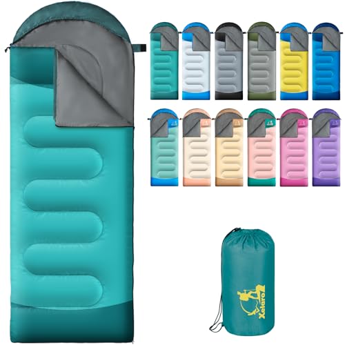 Sleeping Bags for Adults Kids - 3 Season Cold&Warm Weather Waterproof Camping Sleeping Bag - Lightweight Sleeping Bags for Camping Hiking Outdoor Travel - color: Aquamarine&Cobalt