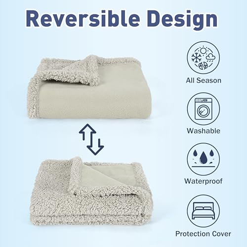Kritter Planet Waterproof Reversible Pet Blanket for Dogs and Cats | 80 x 90 Inch, Waterproof Cover for Sofa and Bed, Washable Protection Against Fur, Dirt, Scratches and Everyday Messes - color: Camel/Taupe, size: 90"x80"