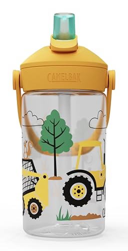 CamelBak Thrive Flip Straw Kids Water Bottle with Bite Valve, Tritan Renew Design for School and Travel, 14oz, Tractors and Trees - color: Tractors and Trees