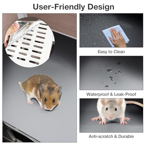 Guinea Pig Cage with Wooden Stand - Small Animal Cage for Guinea Pigs, Hamsters, Rabbits, Ferrets with Anti Chew Ramp, Hideout, Platform, Pull Out Tray, 36.6" L x 19.6" W x 36.6" H - color: Brown