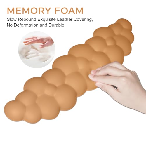 JIKIOU Upgrade Leather Cloud Wrist Rest for Keyboard and Mouse & Cup Pad | Wish Gift-Cute Cloud Shape, Comfortable and don’t Irritate to Skin, Non-Slip PU Base,Soft Memory Foam filled for Pain Relief - color: 10brown