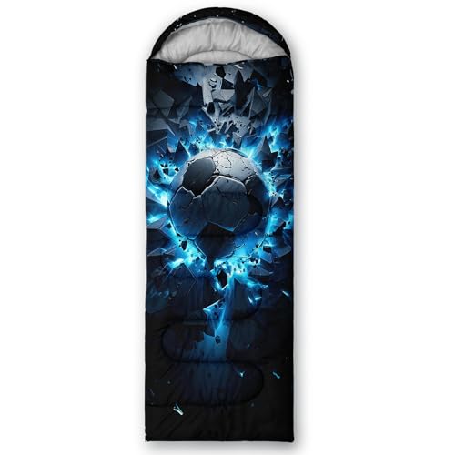 Camping Sleeping Bags Warm & Cool Weather Waterproof Backpacking Sleeping Bag All Seasons Camping, for Adult Kids Boy Girls Camping Gear Equipment, Traveling - color: B-Soccer1