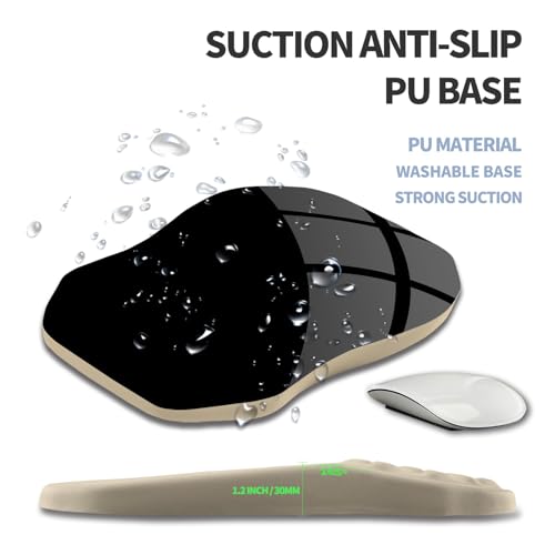 Ergonomic Raised Mouse Pad Wrist Support with Bilateral Slope Memory Foam Mousepad for Wrist Rest and Carpal Tunnel Pain Relief 11.8x7.9〃 Khaki - color: Khaki