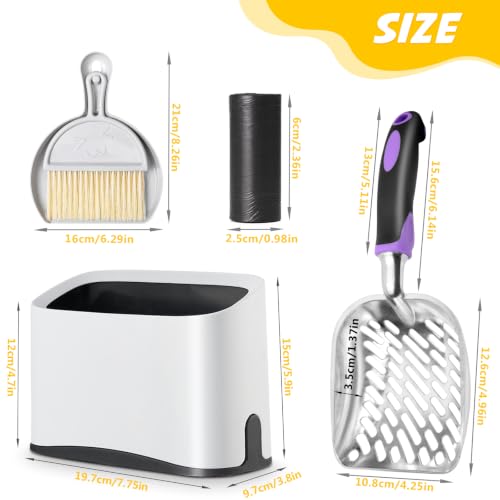Cat Litter Scooper with Holder,Metal Cat Litter Scoop, Kitty Poop Scooper Stand for Litter Box, Cat Caddy for Litter Scoop, Fast Sifting Kitty Poop Scooper Caddy Poop Scooper Stand
