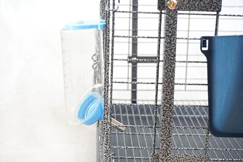 Stackable Rabbit Cage with Feeder and Water Bottle, 24 x 24 x 16 inches, Guinea Pig Ferret Bunny Hutch (2) - color: Black Silver