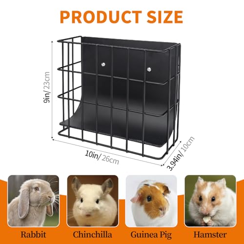 BESNEW Large Rabbit Hay Feeder,Upgraded Metal Guinea Pig Hay Feeder Hay-Leak Proof Bottom,Easy to Install,Bunny Supplies for Rabbit Guinea Pig Chinchilla Small Animals - color: Black, size: 10in feeder