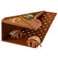 Hermit Crab Cave Habitat with Climbing Tunnel, 2-in-1 Cave Shelter & Feeding Dish, Textured Climbing Ramp & Viewing Window, Reptile Tank Accessories for Turtles, Lizards(Brown)