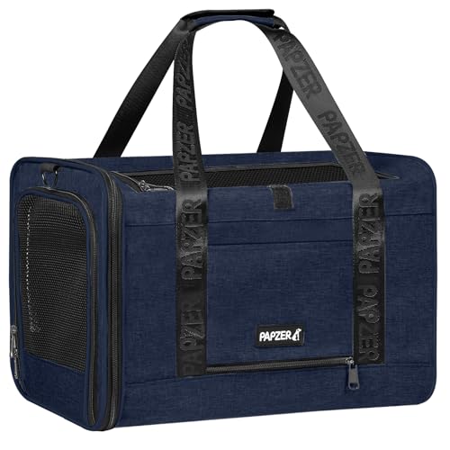 Cat Carrier for Travel, Soft-Sided, Top Loading, Privacy Curtain, to 20 lbs | Medium Pet Carry Bag Nervous Cat, Vet Visits Car Transport, Luggage Sleeve Suitcase Attachable Small Puppy Crate Kennel Navy - color: Navy