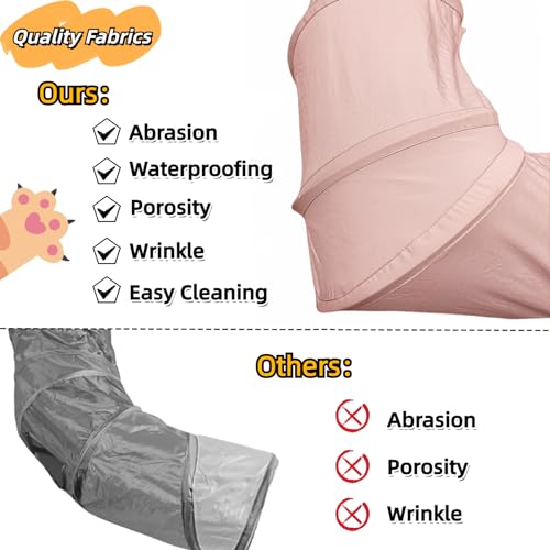 XxingSheep 4 Ways Shuttled XL Cat Tunnel Bed for Indoor Cats Peekaboo Cat Cave Donut with Cool Mat (Pink) - color: Pink, size: Extra Large