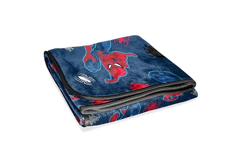 Jay Franco Marvel Spiderman Plush Throw Blanket - Measures 50 x 60 Inches - Kids Super Soft Blue Fleece Superhero Bedding - color: Blue - Spiderman