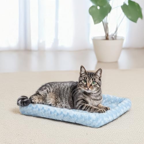 MidWest Homes for Pets QuietTime Fashion XXS Dog Bed - Blue Faux Fur Bolster, Ultra-Soft and Machine Washable, Fits 18-Inch Crates and Carriers, for Small Dogs and Cats - color: Blue, size: 18 Inch