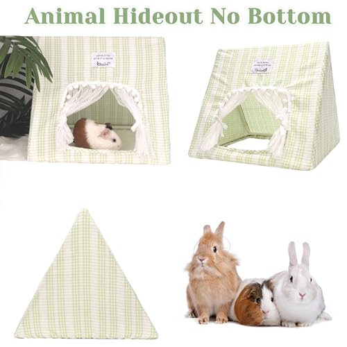 Jenvd Guinea Pig Hideout Large with Curtain, Machine Washable Bunny Hideout | Bottomless Guinea Pig Hide Tent Houses & Habitats, Easy-Clean Small Animal Hideout for Pet Rabbit, Rat, Chinchilla, Squirrel - color: Grid