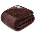 PETAMI Sherpa Fleece Waterproof CAT and Dog Blanket, Brown, Small