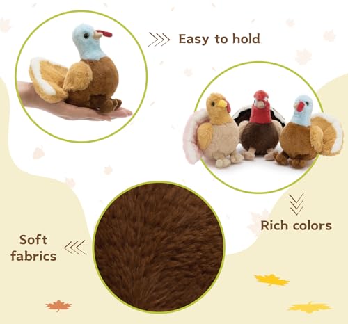 Thanksgiving Turkey Stuffed Animal with 3 Babies, 14" Fall Plush | 4Pcs Mother & Baby Turkey Plushies; Zipper Head Storage; Harvest Home Tabletop Decoration; Birthday & Christmas Gift for Kids - style: Turkey Red
