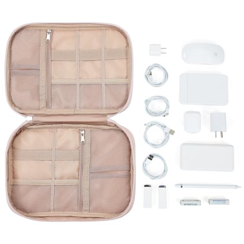NISHEL Travel Cord Organizer, Electronic Cable Accessories Storage Bag | Bag for chargers, cables, phones, hard drives, USB devices and SD cards, ideal for travel and daily use,Pink - color: Pink