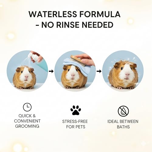 Waterless Shampoo for Small Critters - 8oz Cruelty Free Dry Shampoo - No Rinse for Pet Ferrets, Guinea Pigs, Hedgehogs, Sugar Gliders, Rabbits & Hamsters (8 oz, Light Sugar Cookie)