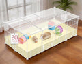 VISCOO 20 Panels Guinea Pig Cages, 48" x 24" x 16" Enclosed Rabbit Cage | Small Animal Playpen with Transparent Top & Waterproof Mat, for Bunny, Guinea Pigs, Hamsters, Metal Wire Yard Fence - color: White 20 P