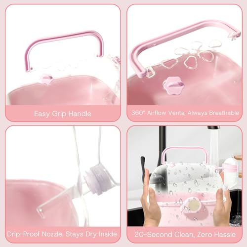 Portable Hamster Carrier Cage for Travel - Acrylic Small Animal Cage with Ventilation Holes,Escape-Proof Hamster Travel Cage for Outdoor Picnics, Vet Visits(Pink) - color: Pink