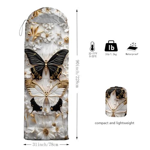 AILONEN Midnight Meow Sleeping Bag, Charcoal Cat Eyes Crescent Graphic, Portable Camp Sack Sleepover Style - color: S159