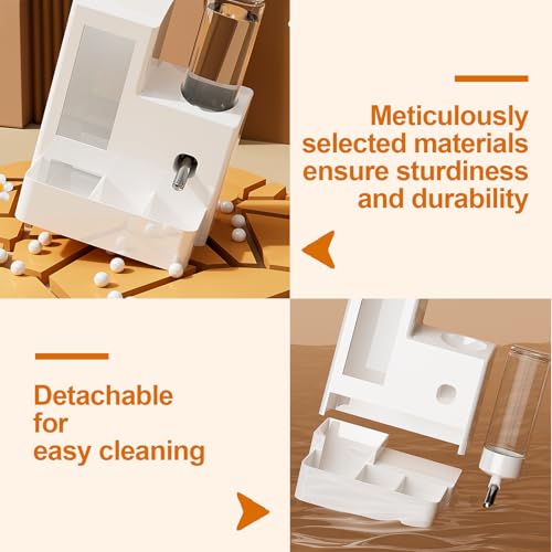 3-in-1 Hamster Feeder, 125ml Water Bottle & Feeding Bowl, White | 3-in-1 Multifunctional Small Animal Dispenser, Stable Feeding Set, Ideal for Hamsters, Mice, Rats, Gerbils & Small Rodents