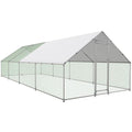 NUGRIART Large Metal Chicken Coop Walk-in Poultry Cage with Water-Resident and Anti-UV Cover Duck Rabbit Cat House Outdoor Chicken Run Pen with Spire Shaped Cage - size: 26.2’L×9.8’W×6.5’H