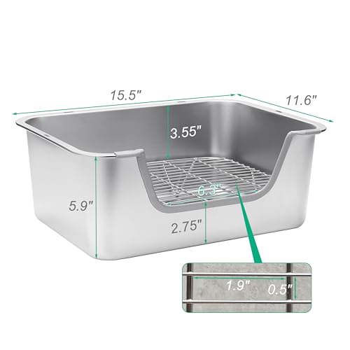 Stainless Steel Sifting Litter Box for Rabbit (M) - size: Medium