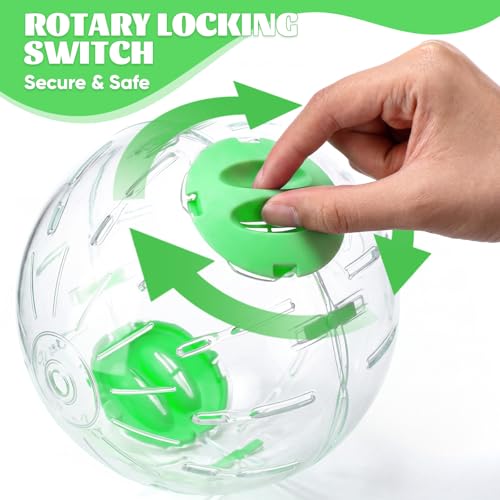 4 Pcs Hamster Exercise Ball, 5.7 Inch Guinea Pigs Running Ball Transparent Plastic Hamster Wheel for Dwarf Hamsters, Gerbils, Small Pets to Reduce Boredom and Increase Activity, Blue & Green
