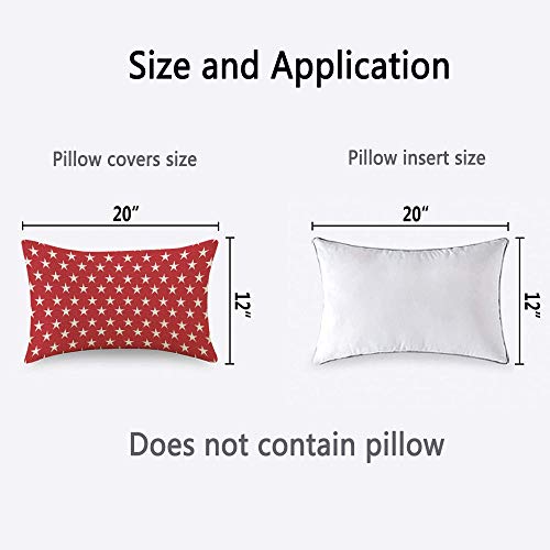 HOSNYE Stars Throw Pillow Cover USA Flag White Stars On A Red Background Linen Fabric for Couch Bed Sofa Car Waist Cushion Cover 12 x 20 inch Pillow Case - color: Throwpillowcoversa142, size: 20" x 12" (Pack of 1)