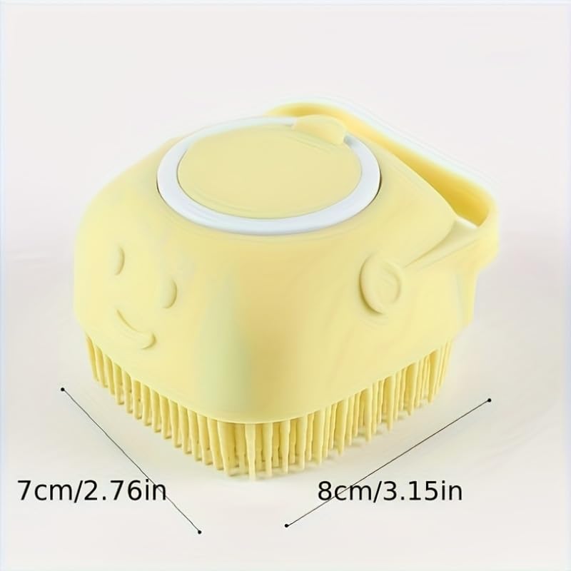 Pet Bath Brush With Storage Removable Top Ergonomic Handle Non-Toxic Massage Bristles For Small To Medium Dogs And Cats, Yellow - color: Yellow