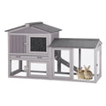 GUTINNEEN Rabbit Hutch Outdoor No Leak Plastic Tray Bunny Cage Indoor with Large Run Space Extensible Chicken Coop - color: Grey