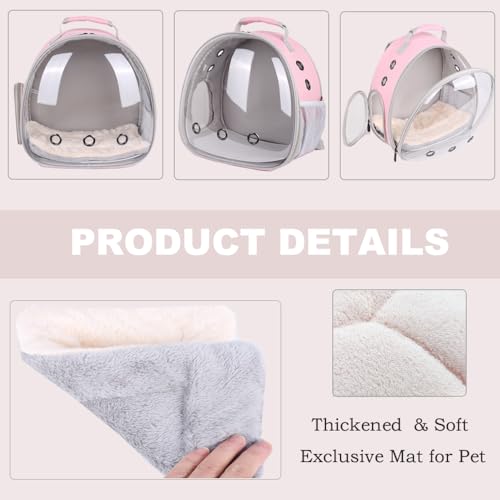 Portable Small Animal Backpack Travel Breathable Pet Carrier Bag Cages for Guinea Pig, Rabbit, Bearded Dragon, Squirrel, Tortoise, Bird, Lizard, Sugar Glider - color: Pink