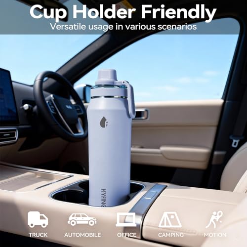 24oz Insulated Water Bottle, Wide Mouth Spout Lid, BPA-Free | Tritan spout lid, BPA free, 18/8 stainless steel body, Cold 24H, hot 12H, Wide mouth fits ice, Fit car cup holder,Blue - color: Sky Blue