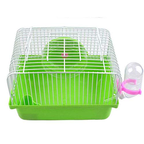 Small Pet Hamster Cage with Running Wheel Water Bottle Food Basin Portable Carrier House Mice Home Habitat for Going Out, Traveling (Green) - color: Green