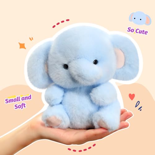 Ditucu Palm-Sized Elephant Stuffed Animals Cute Soft Plush Doll Small Plushies Toys Gifts for Kids Blue 5 inch - style: Elephant