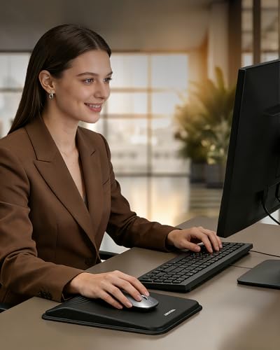 TECKNET Ergonomic Mouse Pad with Wrist Rest, Comfortable Relieves Pain | Built-in Memory Foam and Ergonomic Slope Design Relieves Carpal Tunnel Syndrome Pain, Mousepad for Office Gaming - color: Black