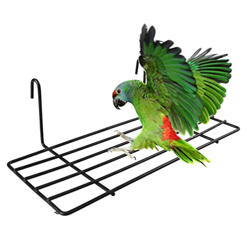 TEHAUX Bird Perch, Bird Cage Grid Perch Parrot Platform Grid Frame Parrot Stand Shelf for Cage Playground s Toys Standing for Parakeet Cockatiel - Black 1pc - color: Black