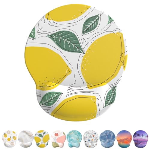 Mouse Pad with Wrist Rest, Comfortable Computer Mousepad with Gel Wrist Support Smooth Surface and Non-Slip PU Base for Pain Relief, Laptop, Office & Home (Lemon) - color: Lemon
