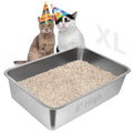 Stainless Steel Cat Litter Box,Extra Large Metal Litter Box,24Lx16x8 in | Extra Large Metal Litter Tray for Big Cats Kitty Rabbits,No Smell,Non Stick,Easy to Clean - color: 8"H, size: 24"L x 16"W