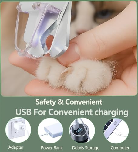 2-in-1 Dog Nail Grinder & Clippers with Dual LED Lights, Electric Pet Nail Trimmer with Safety Guard, USB-C Rechargeable Grooming Tool for Cats and Dogs White - color: White