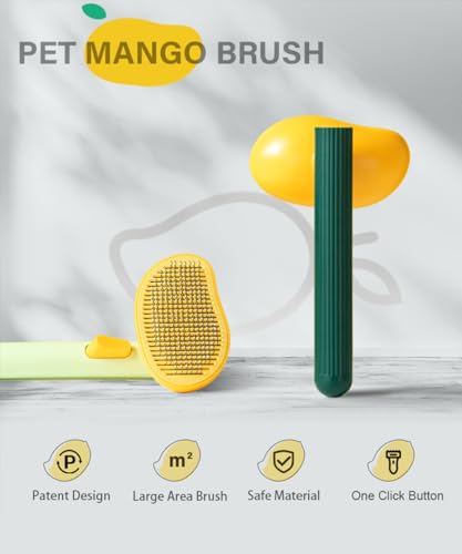 Cat Brush for Shedding, Mango Cat Brushes with Gentle Bristles and Release Button, Gentle Self Cleaning Pet Brush for Indoor Cats and Dogs Daily Grooming Tool During Shedding Season - color: Dark Mangop