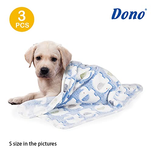 Dono 1 Pack 3 Dog Blankets, Soft Fluffy Fleece Pet Blanket Warm Sleep Mat Paw Print Design Puppy Kitten Throw Blankets Doggy Blanket for Dogs - color: Pink/Blue/Yellow, size: Small(23*16")